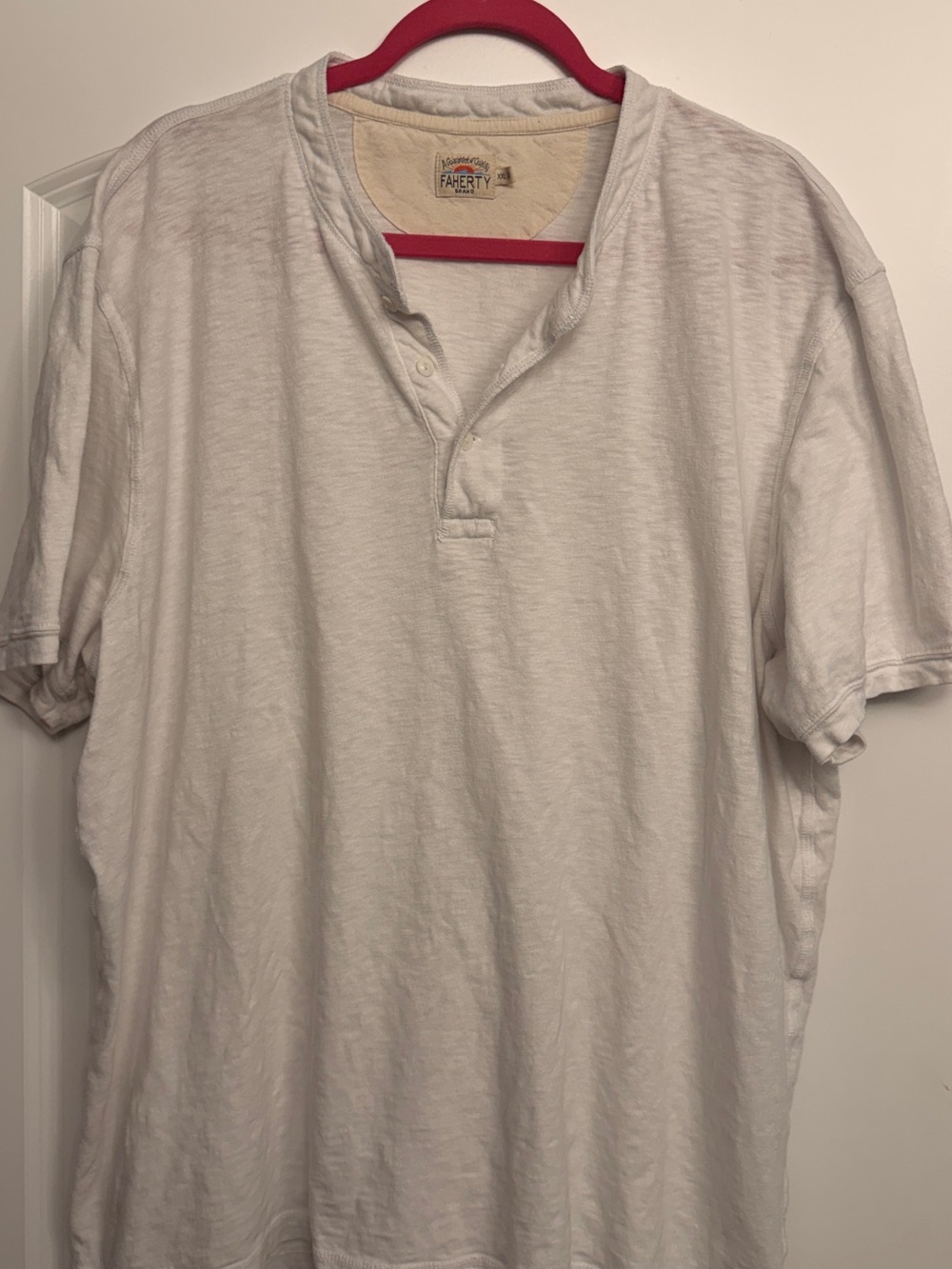 Faherty Short-Sleeve Henley in Off-White